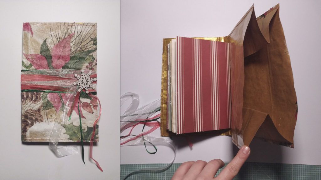 Tutorial: Diario navideño reciclando una bolsa de papel estilo junk journal