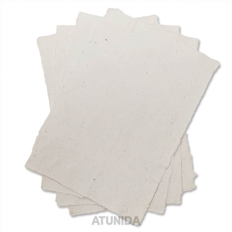 Papel artesanal blanco - Papel reciclado blanco - Atunida