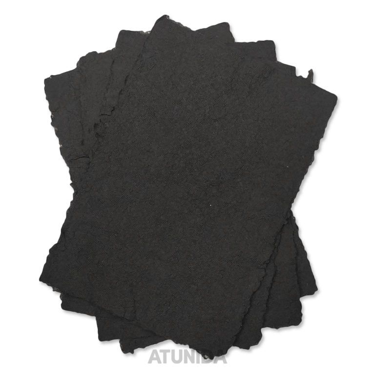 Papel artesanal negro - Papel reciclado negro - Atunida