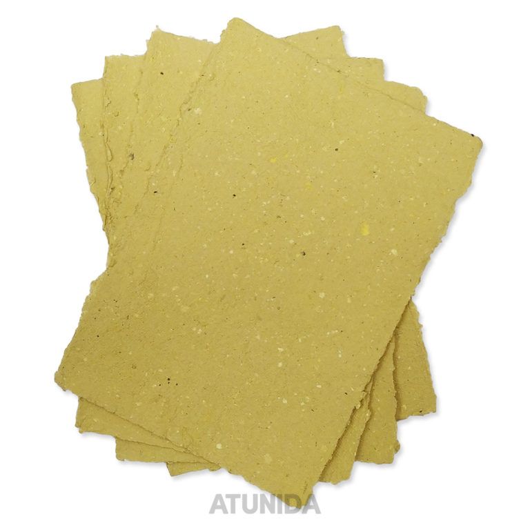 Papel artesanal amarillo oscuro - Papel reciclado amarillo oscuro - Atunida