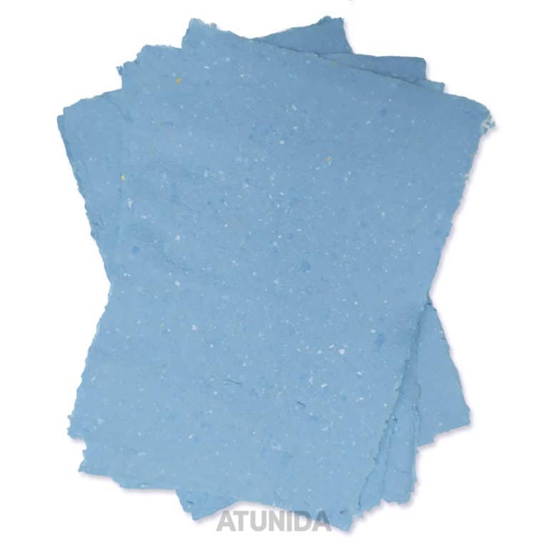 Papel artesanal azul - Papel reciclado azul - Atunida