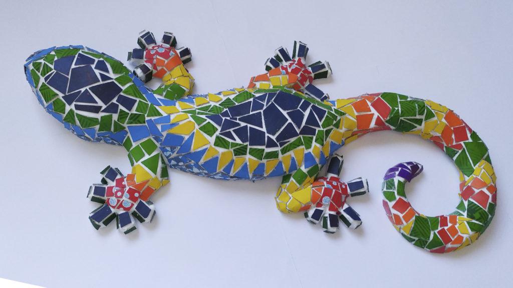 Tutorial Salamandra de cartapesta y mosaico de cartón estilo trencadís
