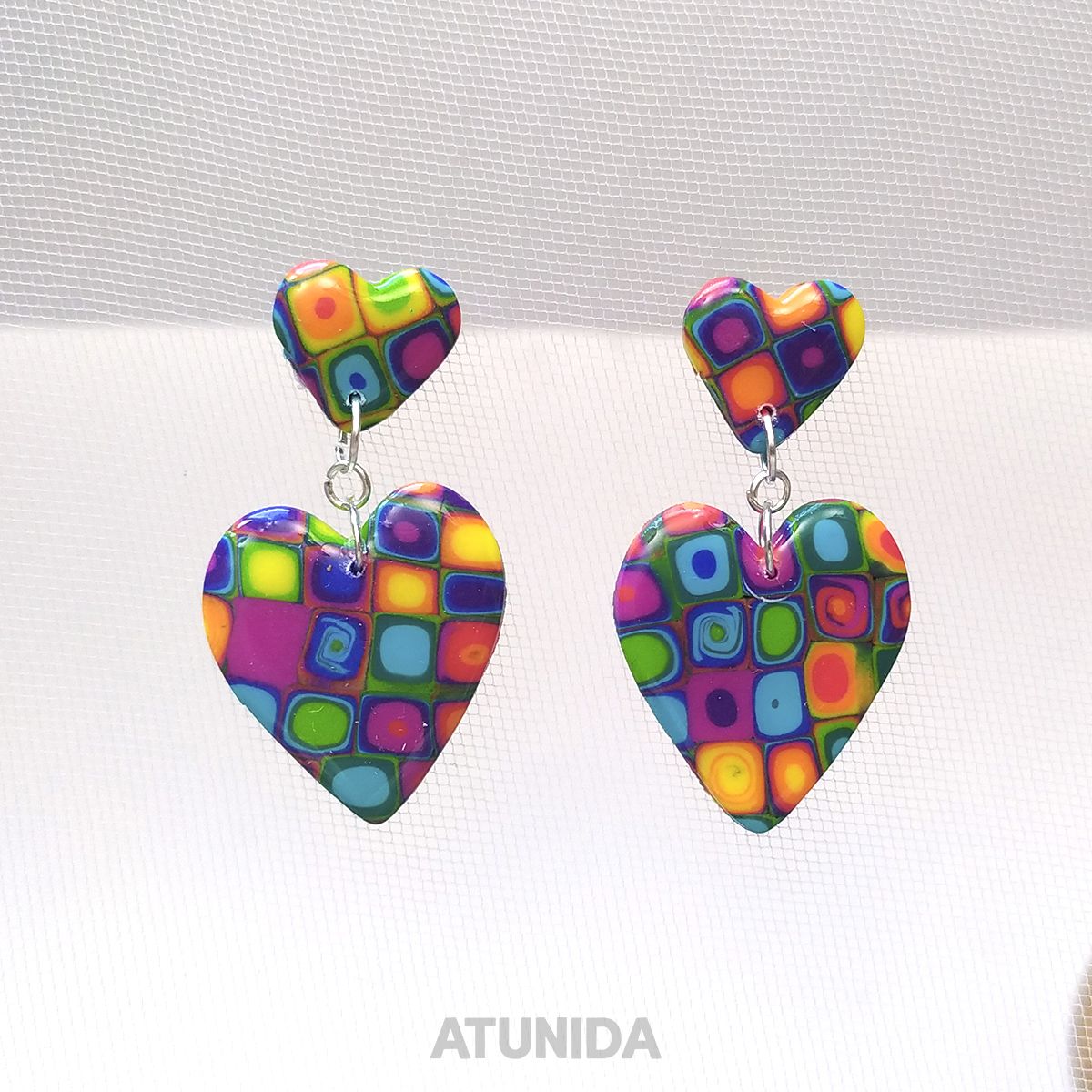 Pendientes Corazón Corazón Rainbow Bits Atunida