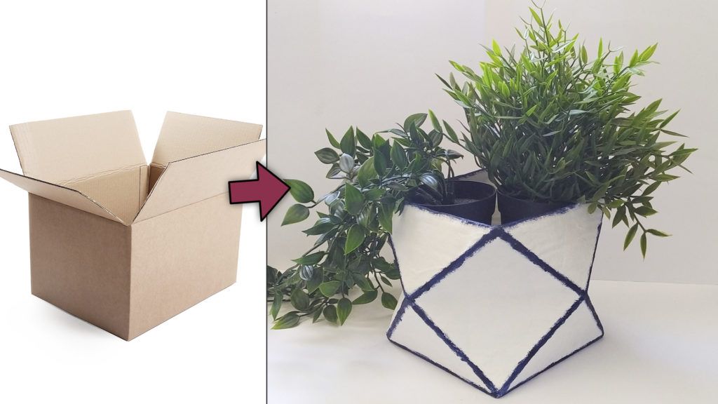 Caja o Macetero Poligonal efecto cerámica 🤯 Reciclando cartón ♻️