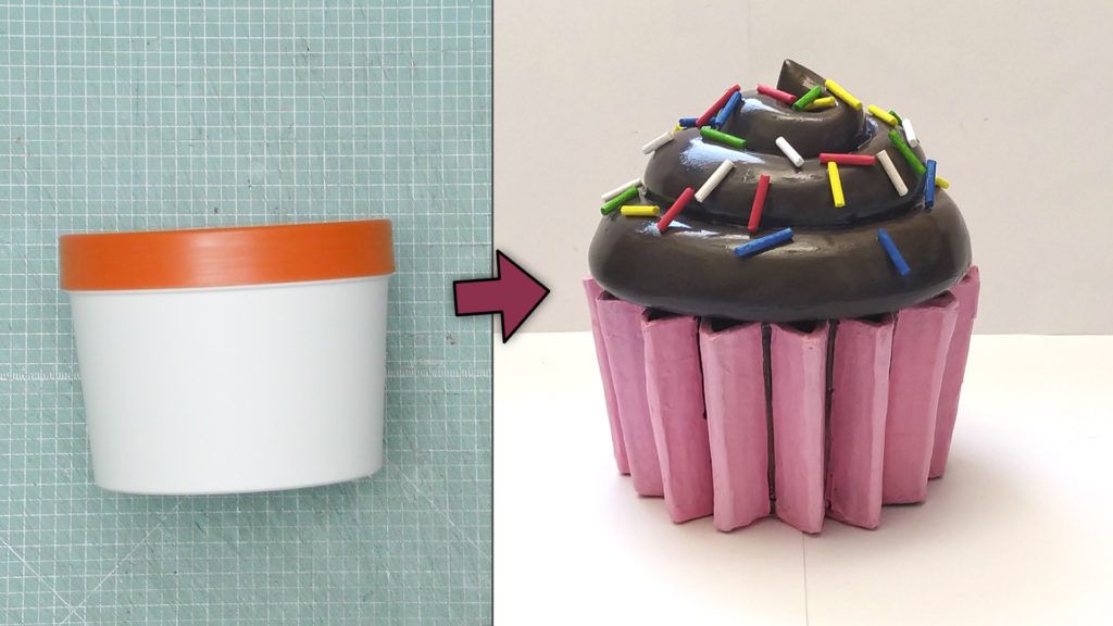 Caja estilo Cupcake 🧁🤩 Reciclando un bote de plástico ♻️ Atunida