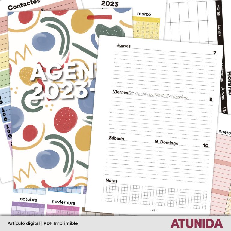 Agenda Escolar Adultos 2023-2024 en PDF imprimible - ATUNDIA