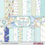 Kit de Scrapbooking Hola Bebe Niño - Atunida - Papeles Básicos