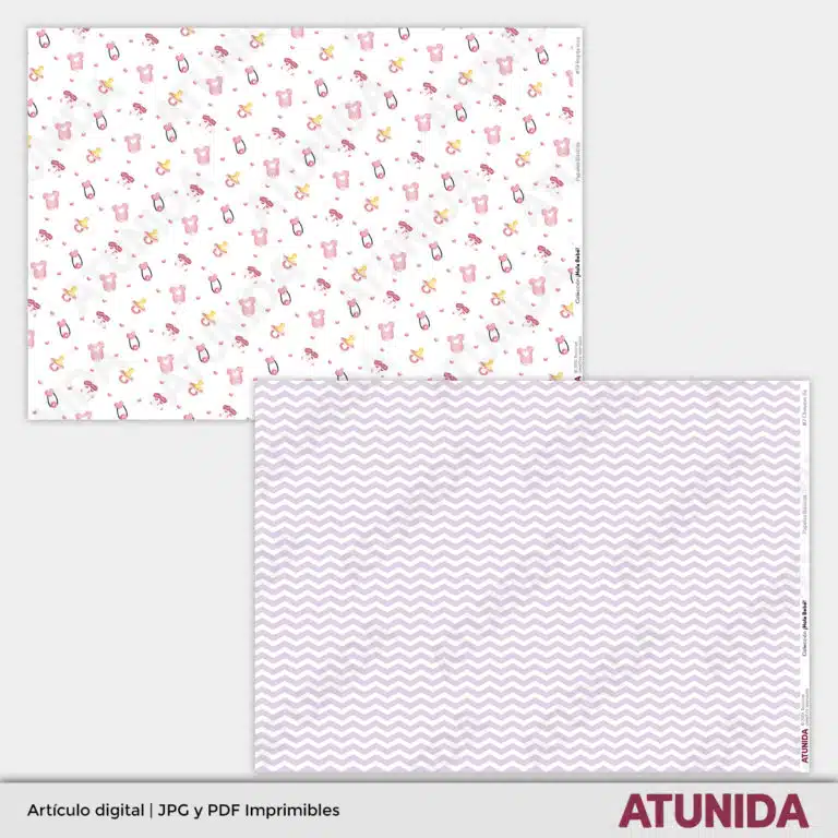 Kit de Scrapbooking Hola Bebe Niña - Atunida - Papeles decorados