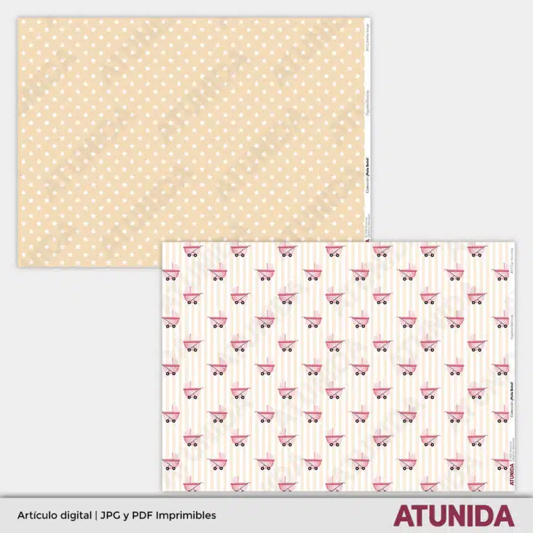 Kit de Scrapbooking Hola Bebe Niña - Atunida - Papeles decorados