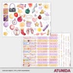 Kit de Scrapbooking Hola Bebe Niña - Atunida - Papeles Anuales - Recortables