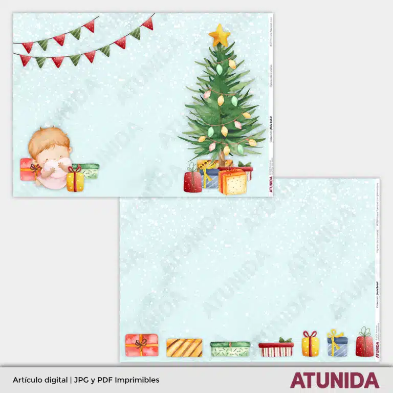 Kit de Scrapbooking Hola Bebe Niña - Atunida - Papeles Escenas - Papeles decorados