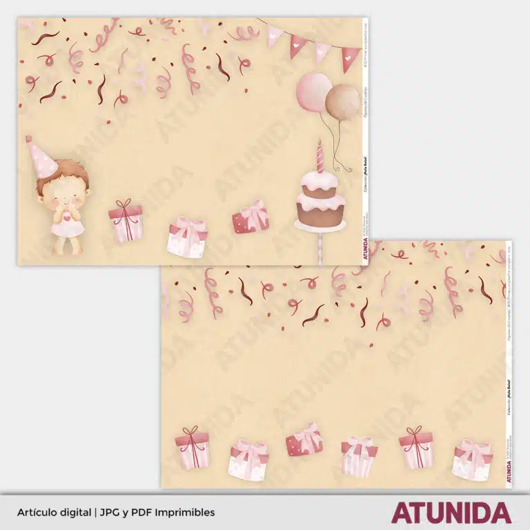 Kit de Scrapbooking Hola Bebe Niña - Atunida - Papeles Escenas - Papeles decorados