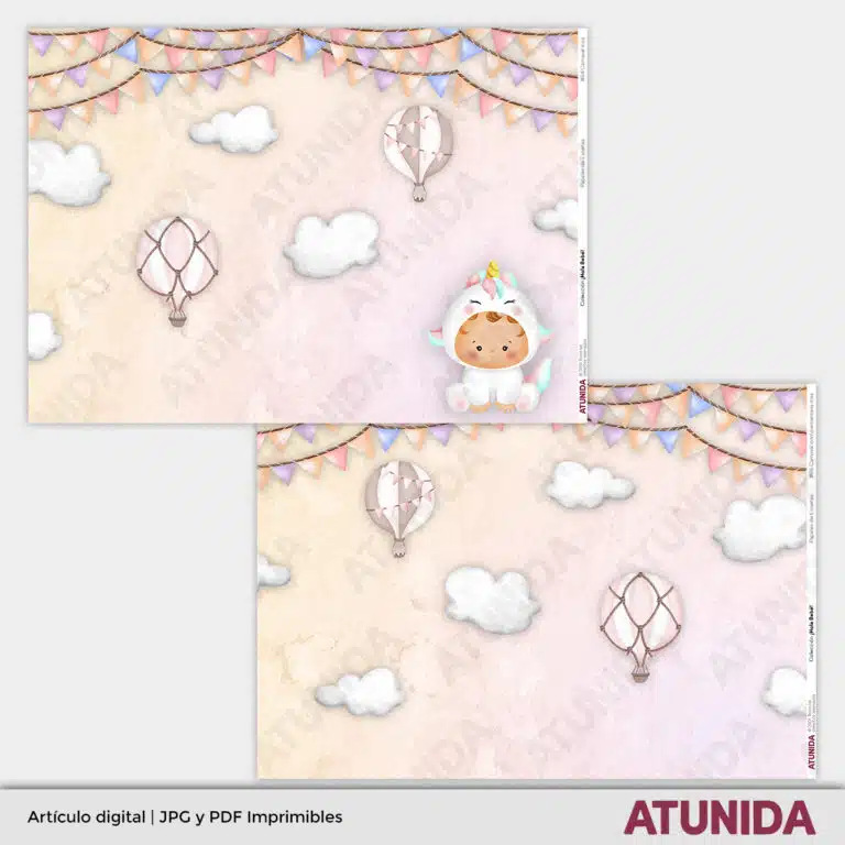 Kit de Scrapbooking Hola Bebe Niña - Atunida - Papeles Escenas - Papeles decorados