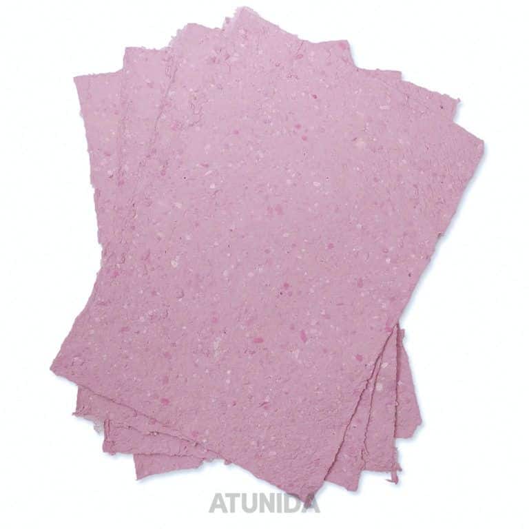 Papel artesanal rosa - Papel reciclado rosa - Atunida