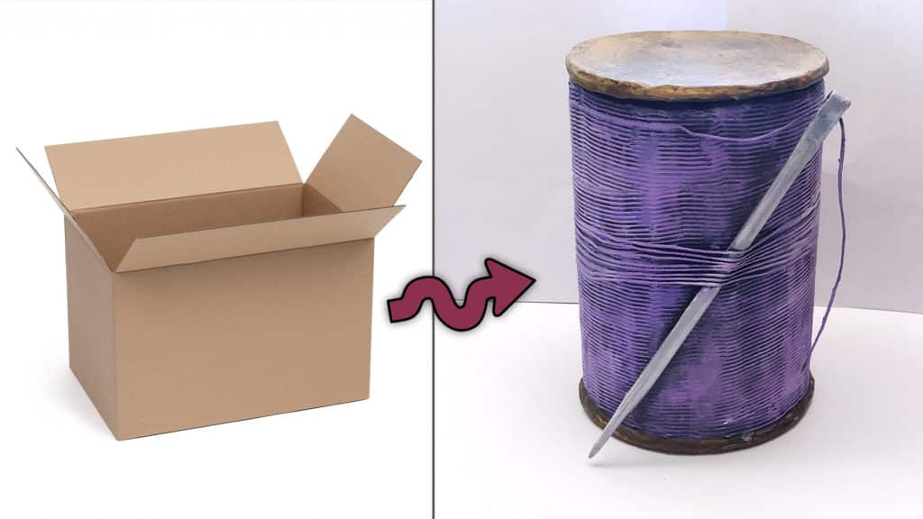 Tutorial: Caja en forma de Bobina de Hilo con Aguja 🧵 Con cartón reciclado 🤯 Atunida