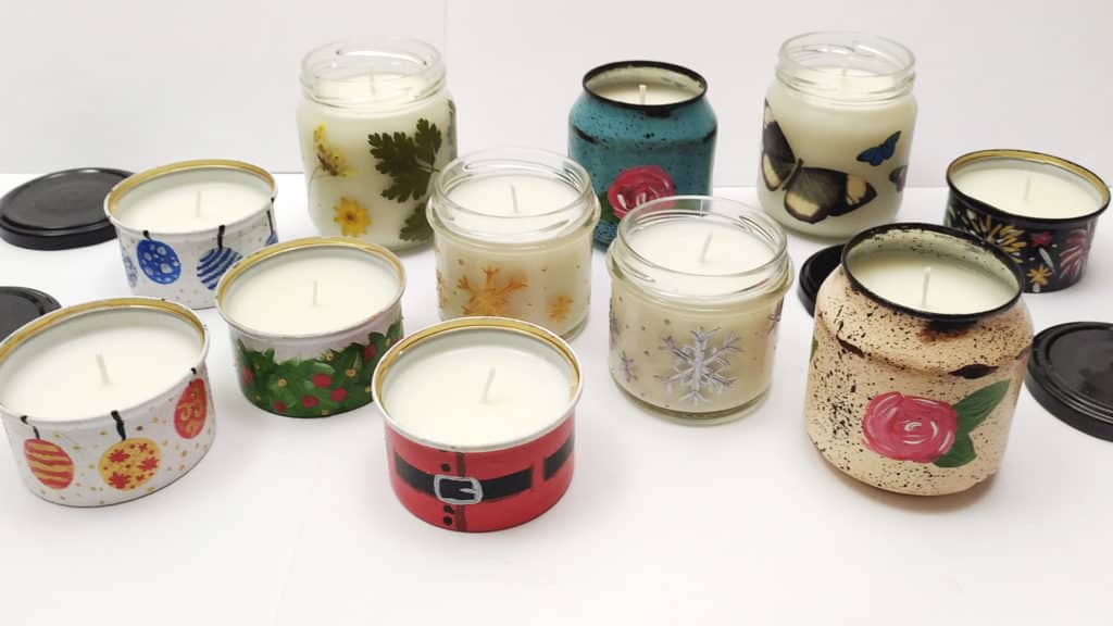 Cómo hacer velas artesanales de cera de soja 🕯️TÉCNICA COMPLETA 🤩 en recipientes reciclados 🤯 Atunida