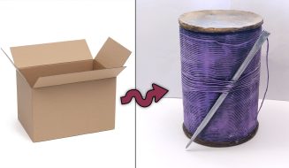 Tutorial: Caja en forma de Bobina de Hilo con Aguja 🧵 Con cartón reciclado 🤯 Atunida