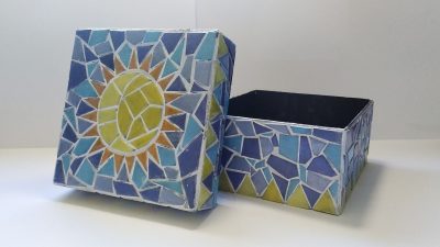 Tutorial Caja de cartón efecto mosaico