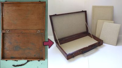 Hice este Expositor Vintage portátil con una antigua caja de pinturas 🎨💎