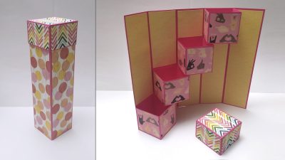 Tutorial scrap tarjeteria Caja regalo con 4 cajitas escalonadas