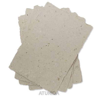 Papel artesanal con semillas de margarita - Papel reciclado con semillas de margarita - Atunida