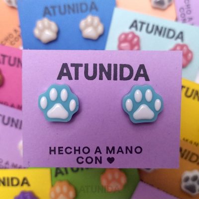Pendientes huellita mascota en resina Atunida