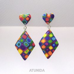 Pendientes Rombo Corazón Rainbow Bits Atunida