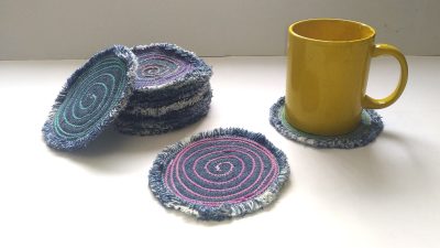 Tutorial: Posavasos reciclando vaqueros viejos y lana 👖 🧶 Fácil, original y muy económico 😍 Atunida