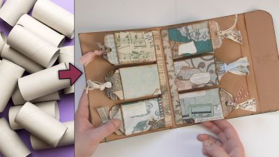Tutorial: Tag Journal / Álbum de Etiquetas 🤩 Reciclando tubos de papel higiénico♻️ Atunida