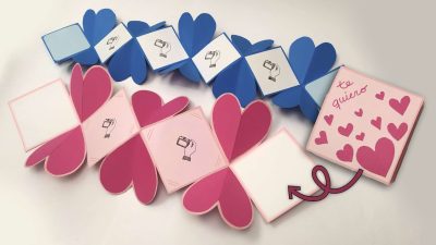 Tutorial: Tarjeta plegada *CASI* infinita ✉️ Especial San Valentín ❤️ Atunida